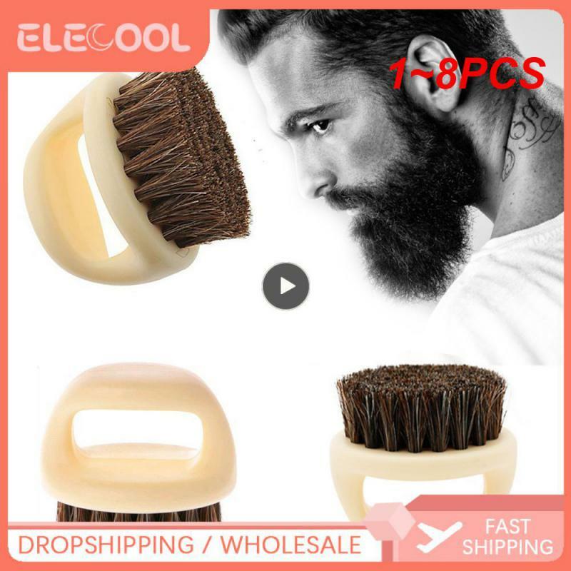Escova de cabelo para homens, cerdas de cavalo, escova de barba portátil para barba, salão facial, 1-8 peças