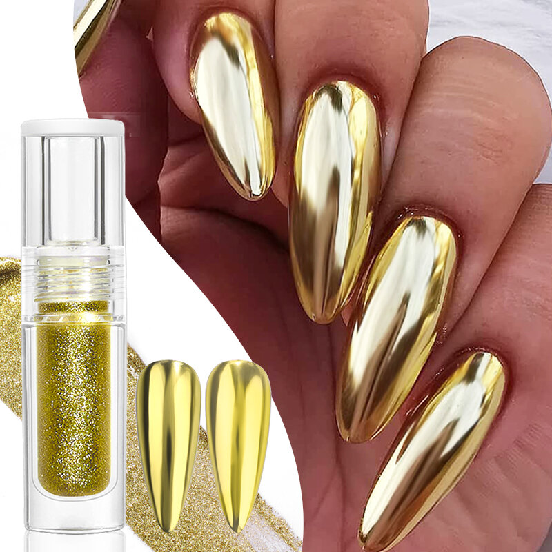 1Box Silver Gold Semi-Solid Magic-Mirror Nail Powder Metallic Pearl Chameleon Effect Nail Art Dust Gel Polish Chrome Decoration