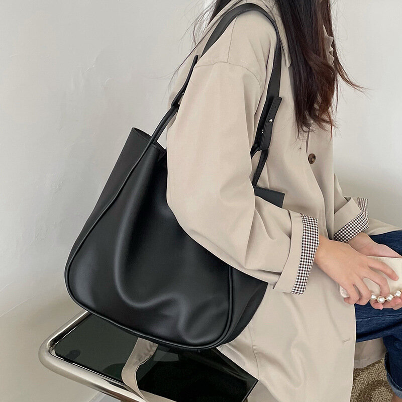 Универсальная женская сумка на плечо, модная однотонная вместительная сумка-тоут из композитного материала для студентов, сумочка-тоут через плечо