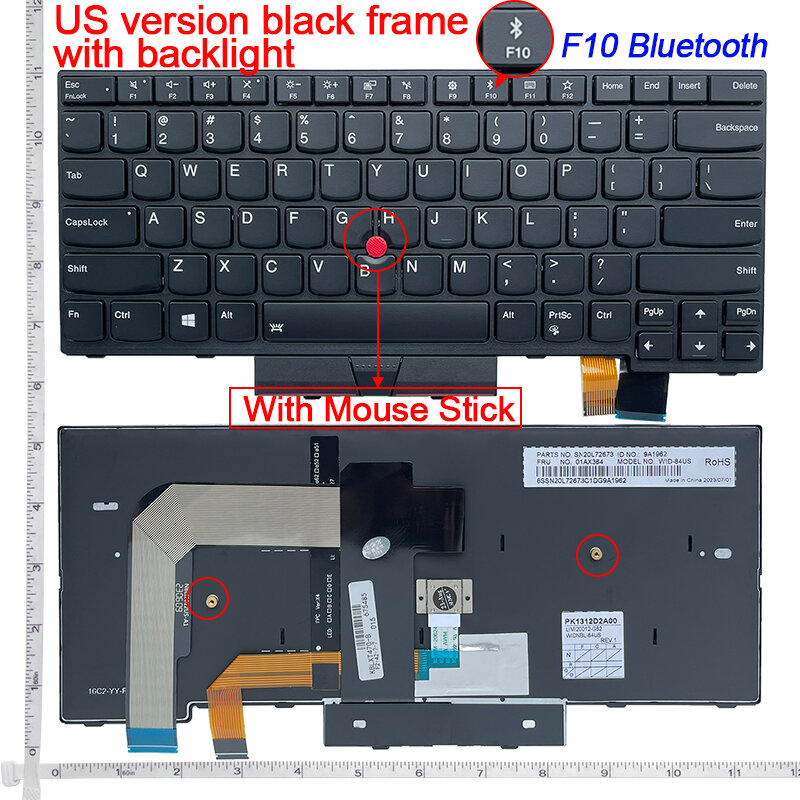 Клавиатура с английской подсветкой для Lenovo Thinkpad T470 T480 A475 A485 01AX569 01AX487 01AX528 01HX419 US