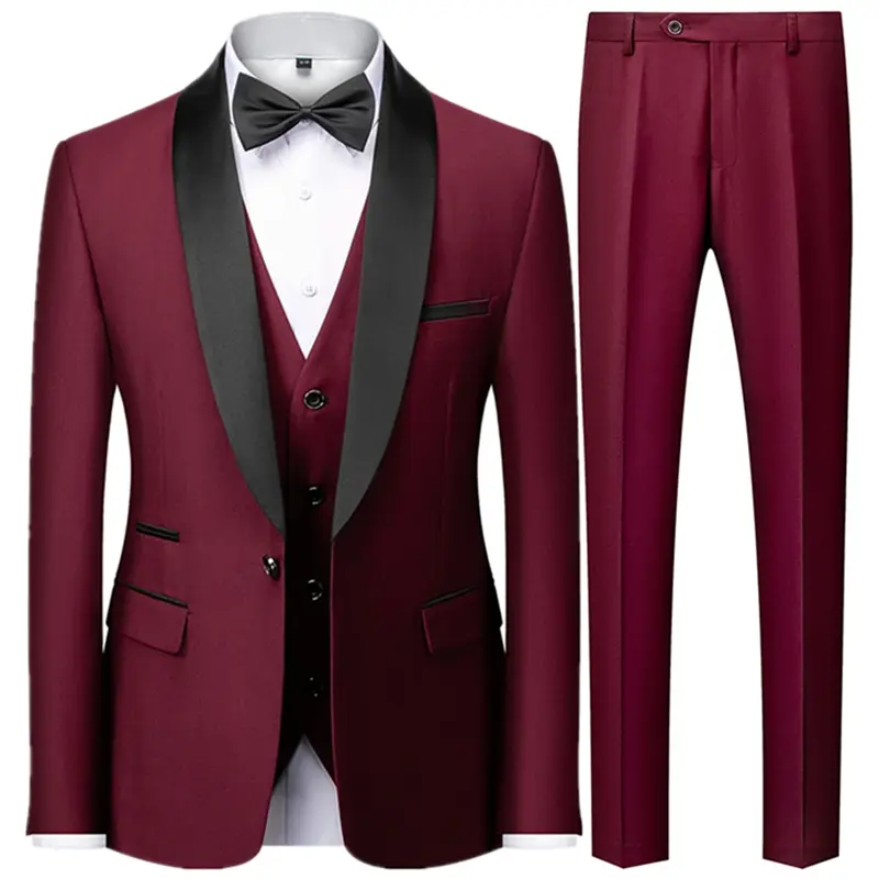 Traje ajustado de estilo británico para hombre, conjunto de 3 piezas, chaqueta, chaleco, pantalones, vestido personalizado de gama alta, chaqueta, abrigo, S-6XL