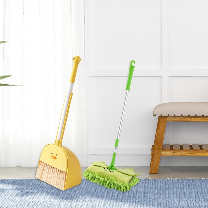Mini Broom and Dustpan Mop Set for Kids Cartoon Educational Little Housekeeping