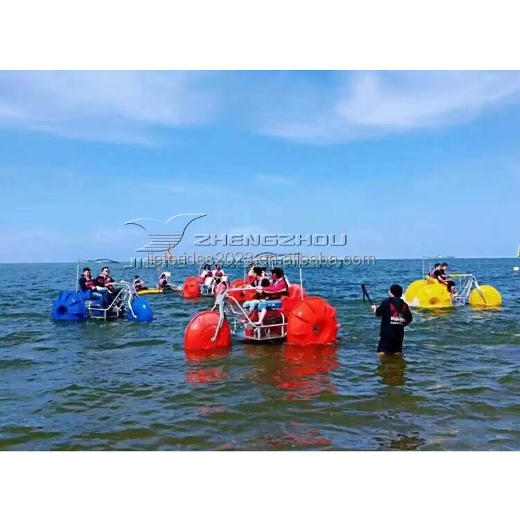 Family entertainment sea water sports 3 big wheels seawater resistant aluminum shelf water pedal tricycle bike for sale