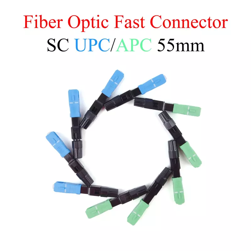 Conector rápido de fibra óptica integrado, Kit de montaje de campo rápido, 10-20 piezas, enchufe UPC/APC SC, adaptador de fibra óptica de modo único