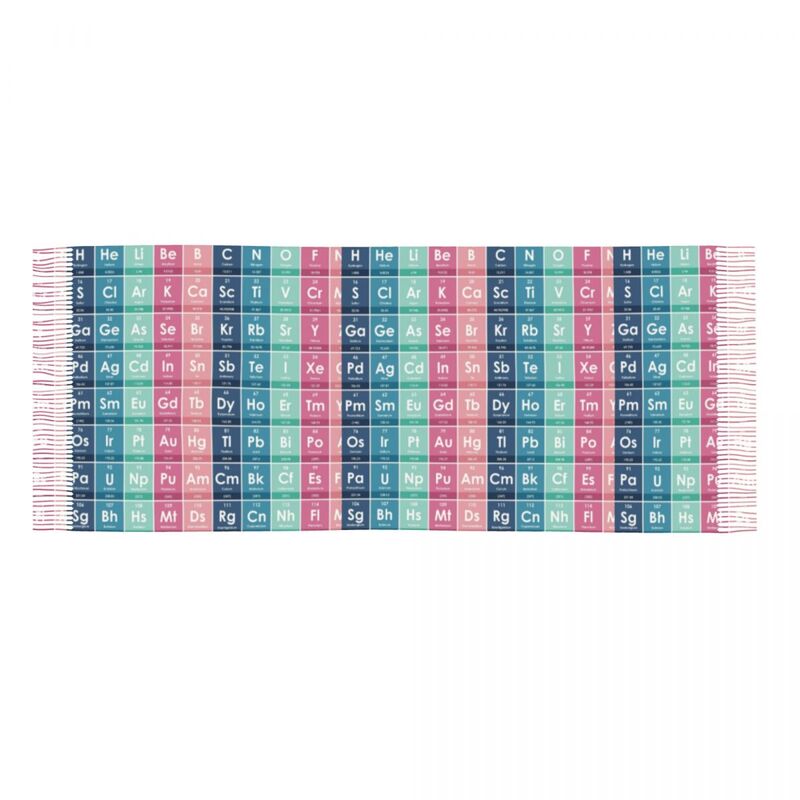 Elements Of The Periodic Table Scarf Wrap for Women Long Winter Fall Warm Tassel Shawl Unisex Education Student Scarves