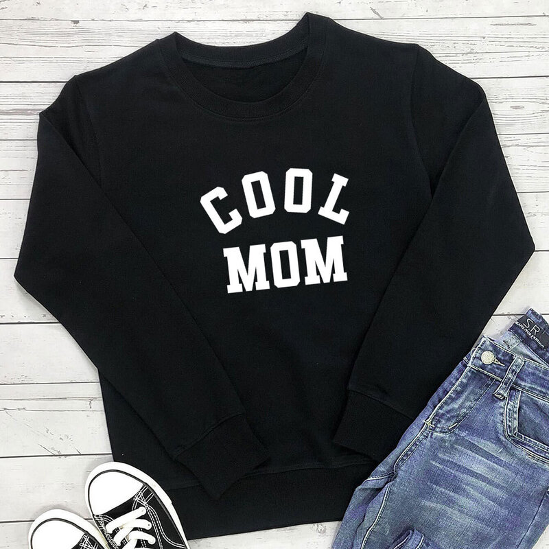 Mother's Day Cool Mom Pure Letter Printing Pullovers New Long Sleeve Sweatshirt 2023 Autumn New Loose Fleece Tops for Girls