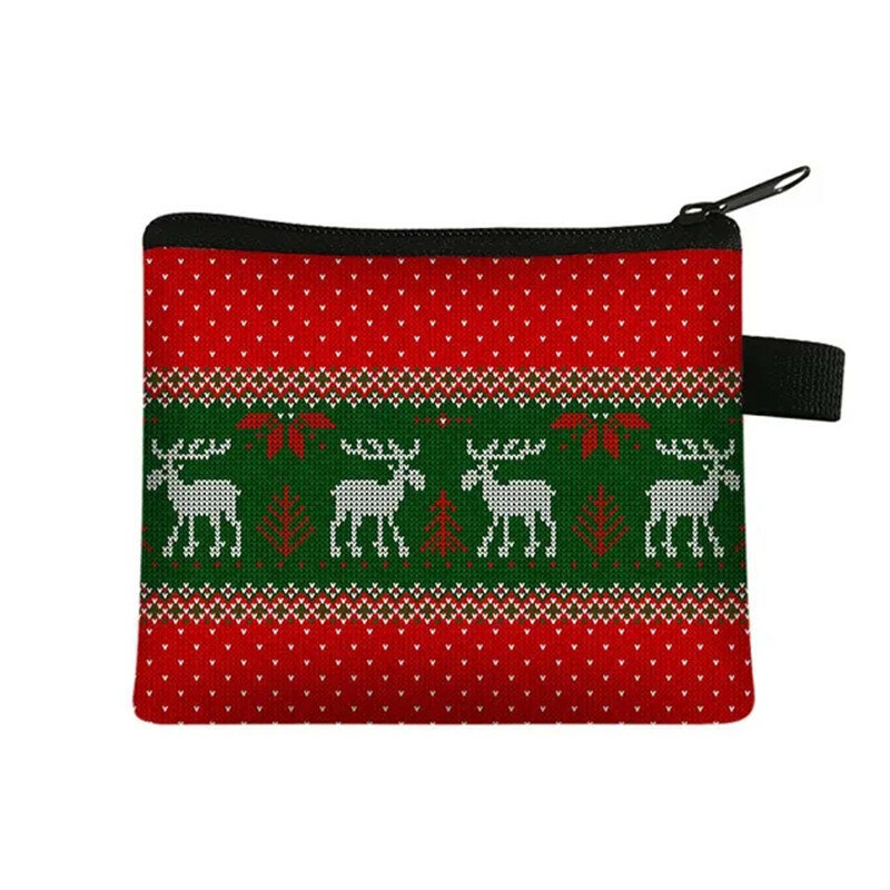 엘크 프린트 동전 지갑, 만화 빨간 격자 무늬 소녀 동전 가방 지갑, 에센셜 오일 보관 가방, 크리스마스 선물, 귀여운 지갑, 크리스마스 신상