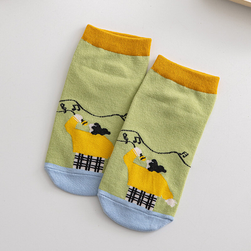 Japanese Cute Cartoon Boat Socks Spring and Summer Ins Tide Sock Women Funny Illustration Shallow Mouth Sports Socks for Girls