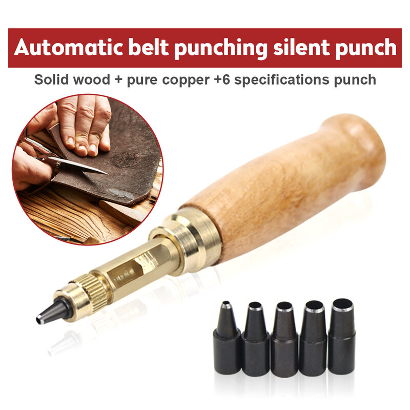 Automatische Riemen Punch Vervangbare Mute Roterende Ponsen Punchers Gat Punch Schroef Boor Tip Sterven Lederen Punch Horloge Craft Tool