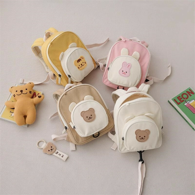 Mochila bordada personalizada para niños pequeños, Animal de dibujos animados, oso, conejito, Kawaii, almacenamiento de aperitivos al aire libre, bolsa de bebé