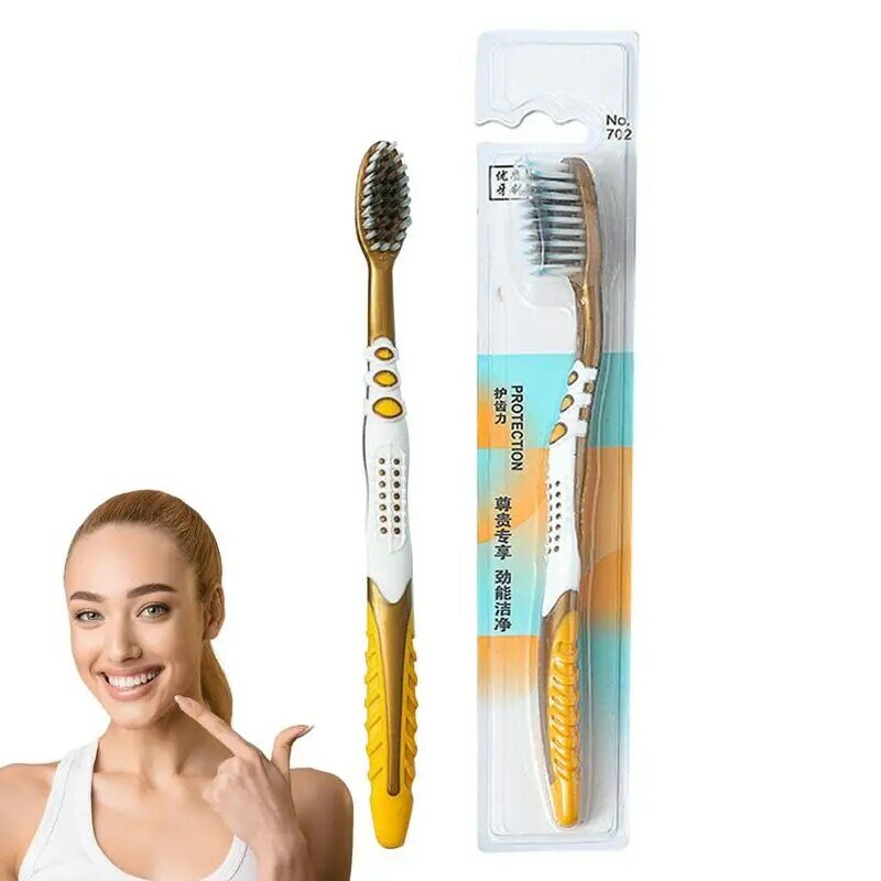 Cepillo de dientes portátil para familia y amigos, cerdas suaves, limpieza Manual