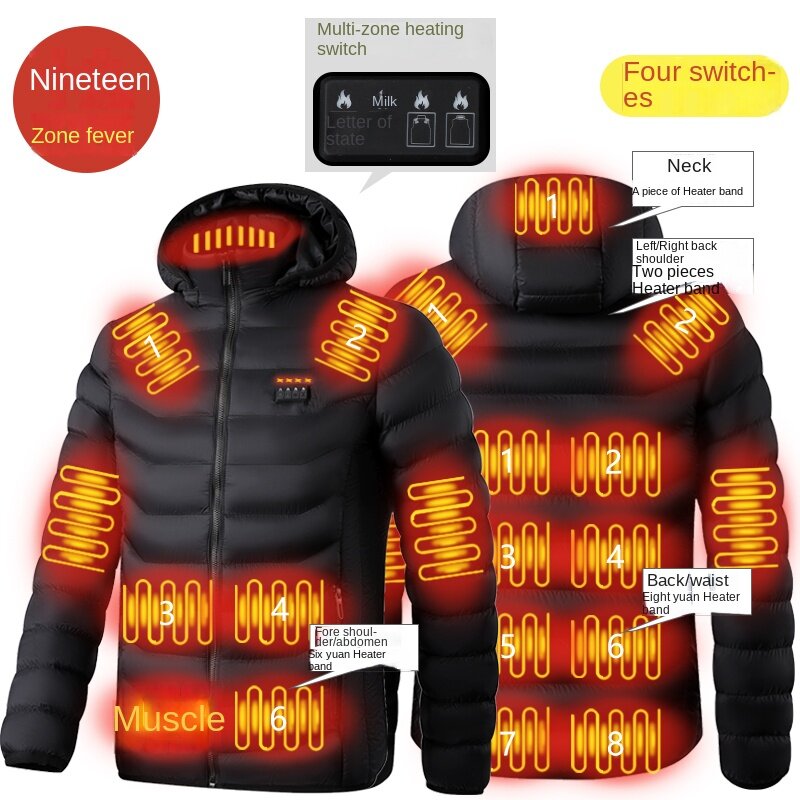 Одежда с умным подогревом, хлопковая одежда с зарядкой, зимняя пуховая хлопковая одежда, теплое пальто с электрическим подогревом