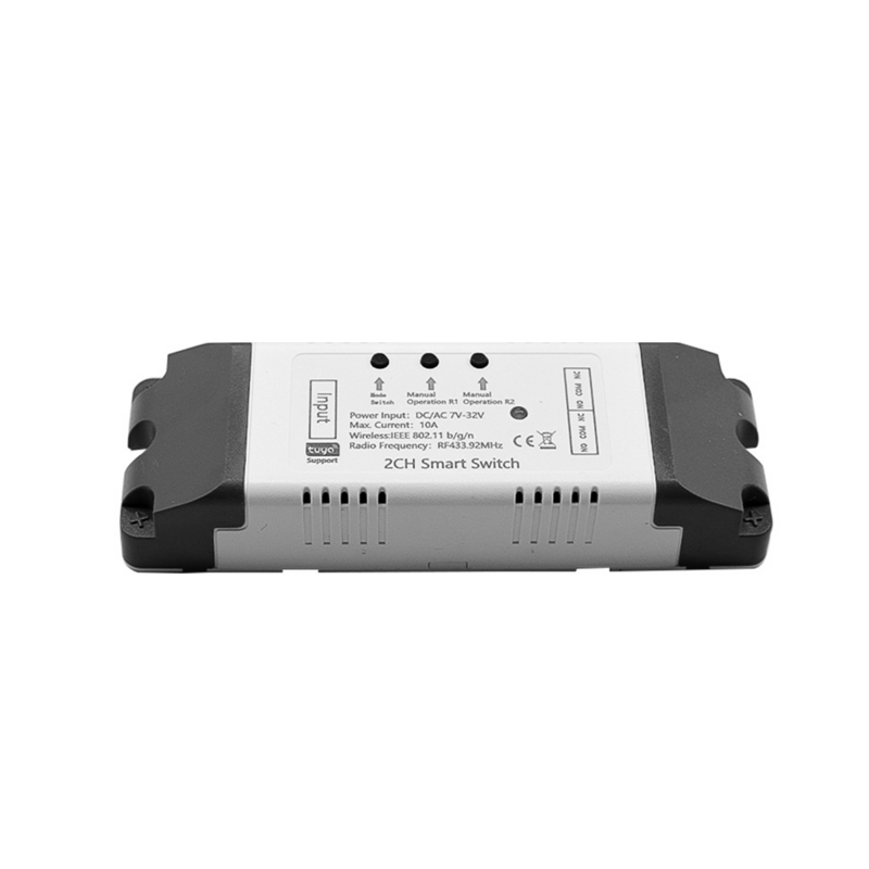 Tuya Módulo de Relé Interruptor Wi-Fi Inteligente com Controle Remoto RF, 2 CH, AC, DC, 7-32V, RF, APP Controle Remoto, Smart Home para Alexa