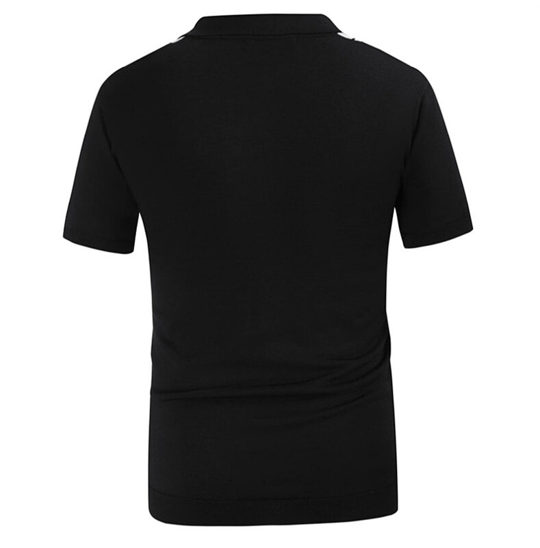 남성용 반팔 니트 티셔츠, 패치워크 폴로 셔츠, 비즈니스 상의, 편안한 스포츠 골프 티셔츠, 2024 여름 트렌드
