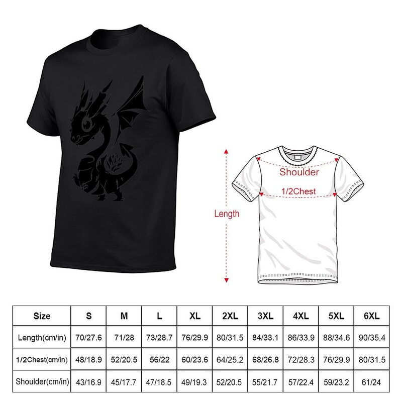 Homens silhueta dragão ilustração t-shirt, roupas de verão liso, gráfico t-shirts pack, bonito
