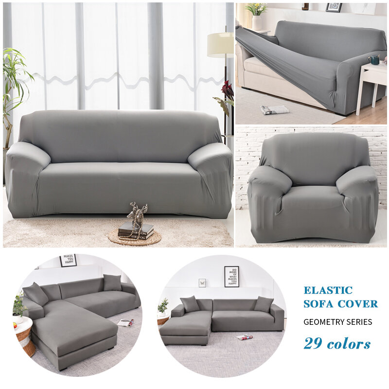 Capa de sofá para sala de estar funda sofá capa de poltrona capa de sofá sólido liso elástico estiramento envoltório apertado all-inclusive