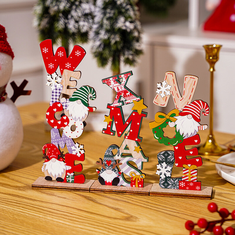 Kerst Nordic Houten Hangers Xmas Tree Opknoping Faceless Kerstman Geschilderd Ornamenten Kerstversiering Kids Geschenken