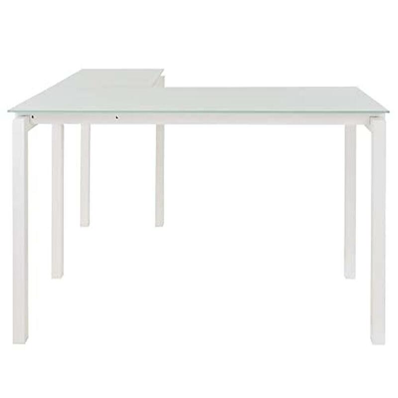 โต๊ะทำงานกระจกรูปตัว L ร่วมสมัยกรอบโลหะสีขาว61 "X51" X30