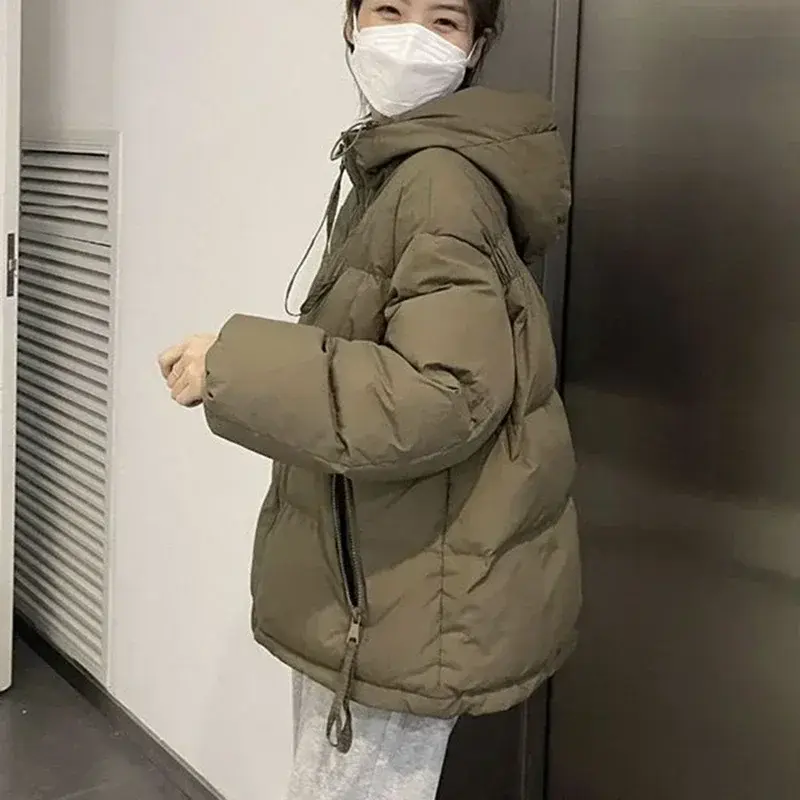 Dolcevita invernale parka caldo donna coreano spessa cerniera allentata giacca con cappuccio Harajuku Solid Preppy Casual Puffer capispalla