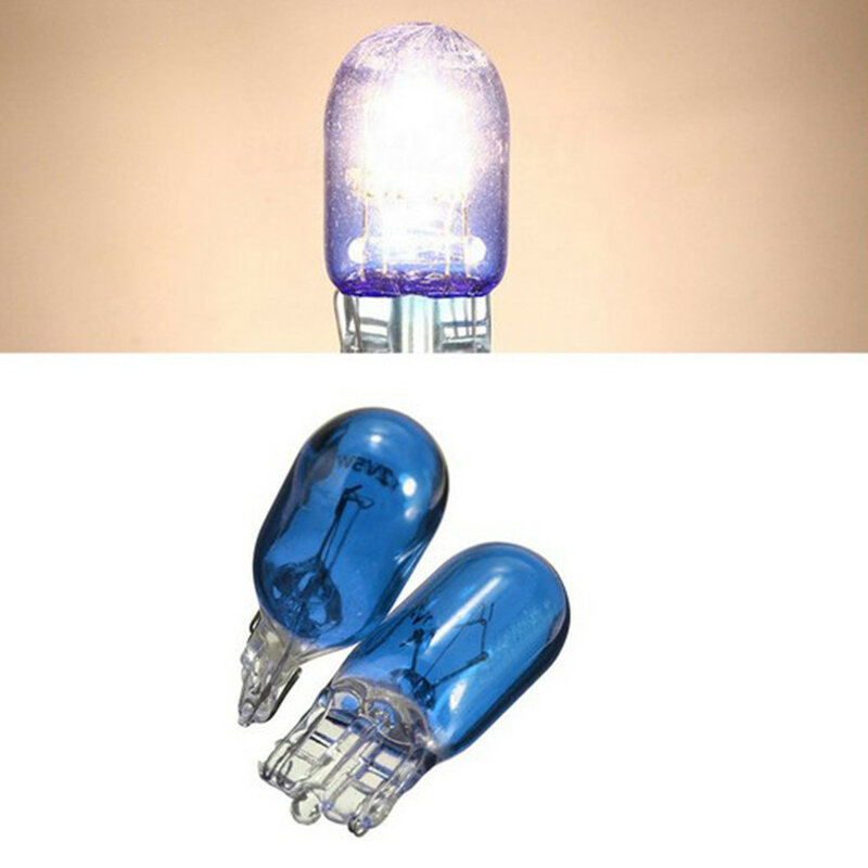 2pcs T10 Light Sourcing Wedge Halogen Lamp W5W 501 194 LED Glass  Indoor Bulb Car Truck Blue Instrument Lights Interior Lights
