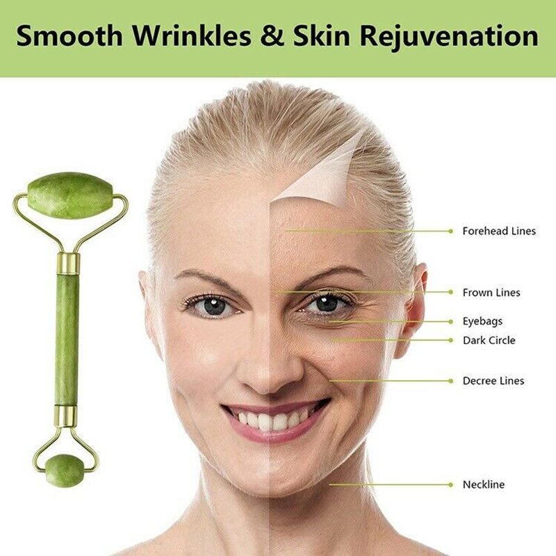 Nieuwe Natuurlijke Jade Gezicht Massage Roller Beauty Facial Eye Hals Body Anti Aging Therapie