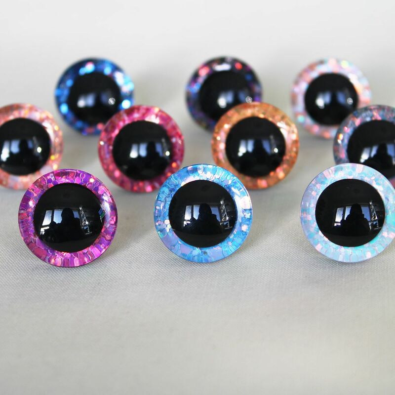 20 pezzi da 9mm a 35mm occhi artigianali nuova moda super 3D glitter giocattolo occhi di sicurezza bambola occhi di pupilla con rondella-colore option-T10