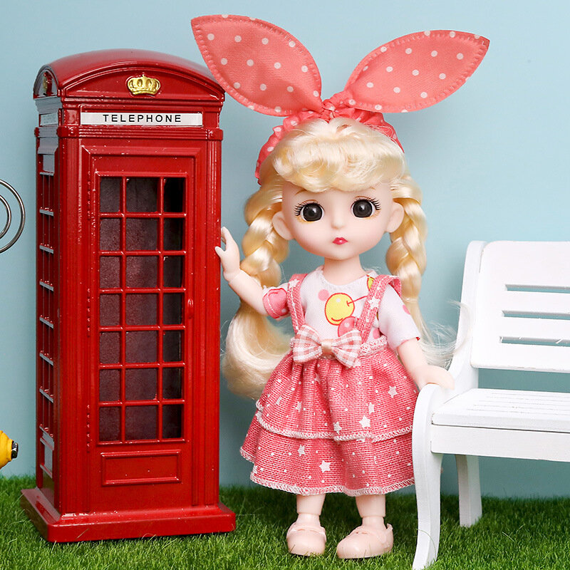 服と靴が付いたBjdプリンセス人形,可動式人形,子供向けのかわいいおもちゃ,スケール1:12, 16cm, 13ジョイント