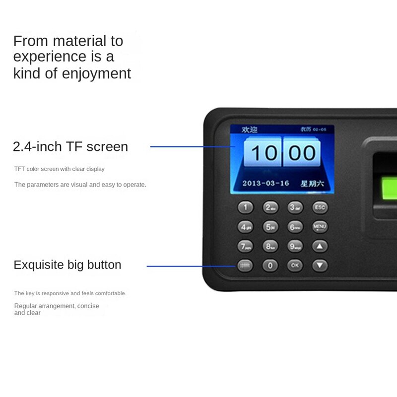 Vingerafdruk Aanwezigheid Machine Biometrische Aanwezigheid Systeem 1000 Vingerafdruk Capaciteit Ondersteuning Usb Driver Downloaden