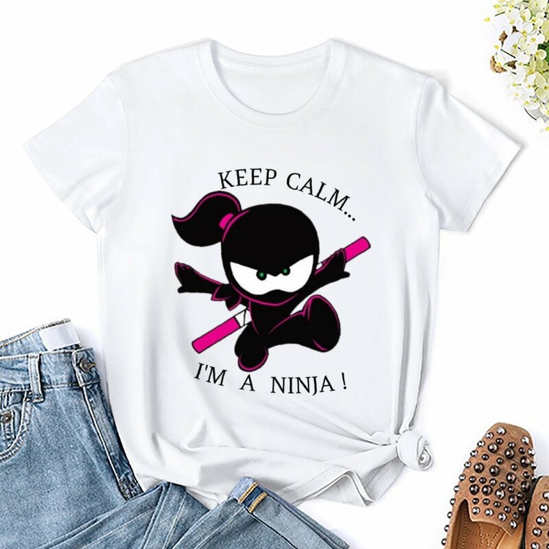 Blijf Kalm, Ik Ben Een Ninja! T-Shirts Voor Kinderen En Volwassenen. T-Shirt Schattige Tops Zomer Top T-Shirts Vrouw