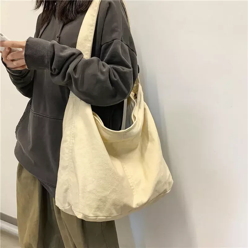 BBA180 damska torba na ramię duże płótno torby Crossbody dla kobiet 2023 tkaniny bawełniane modne koreańskie damskie