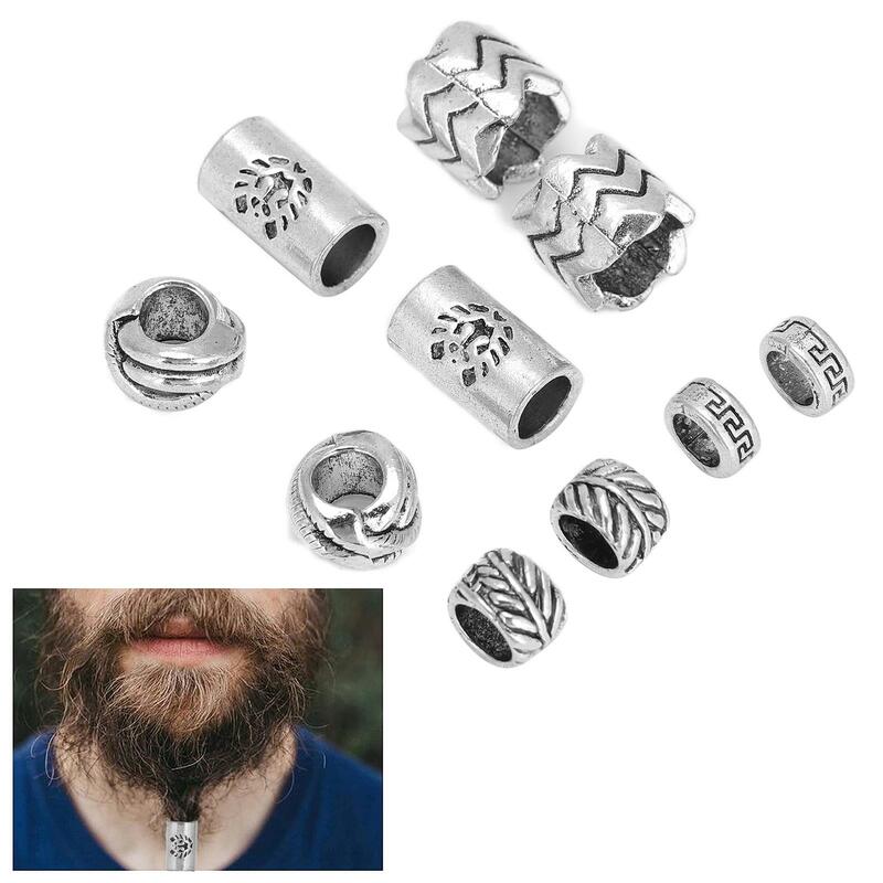 10Pcs Norse Viking for beard Tube Beads Alloy for Hair DIY Bracelet Necklace Rings