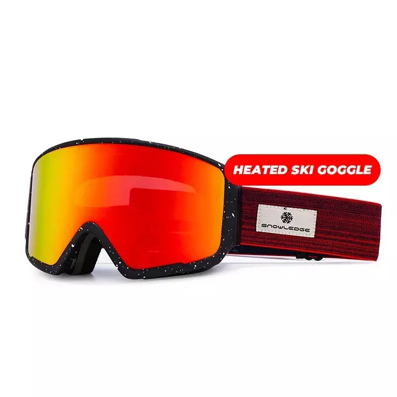 Heated snow goggles fashion cylindrical magnetic anti fog ski goggles