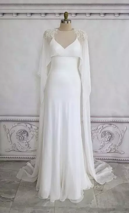Selendang Pembungkus Pernikahan Sifon untuk Pengantin Wanita Jaket Putih Bolero Pengantin Gading