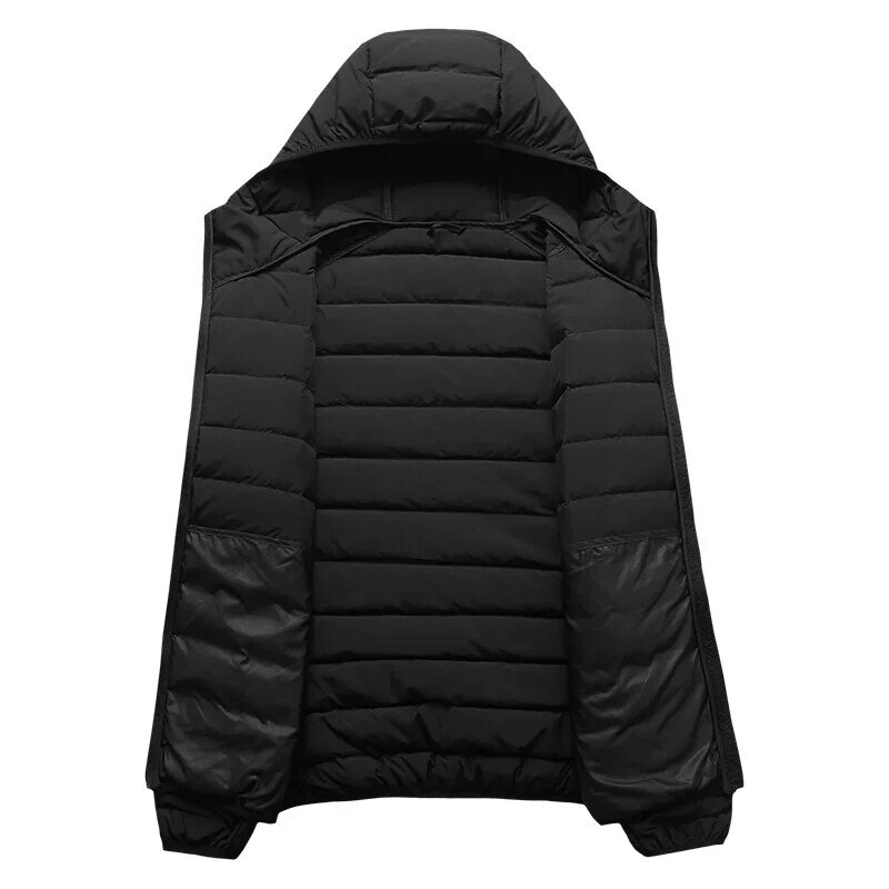 Winter Men's Warm Hooded Down Jacket Outdoor Windproof and Versatile Jacket Classic Four-color Casual Men's Striped Jacket