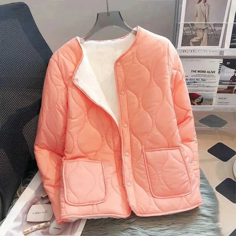 2023 Autumn Winter New Thickened Liner Cotton-Padded Jacket Women Parkas Short Outwear Close-Fitting Warm Down Coat Female Top