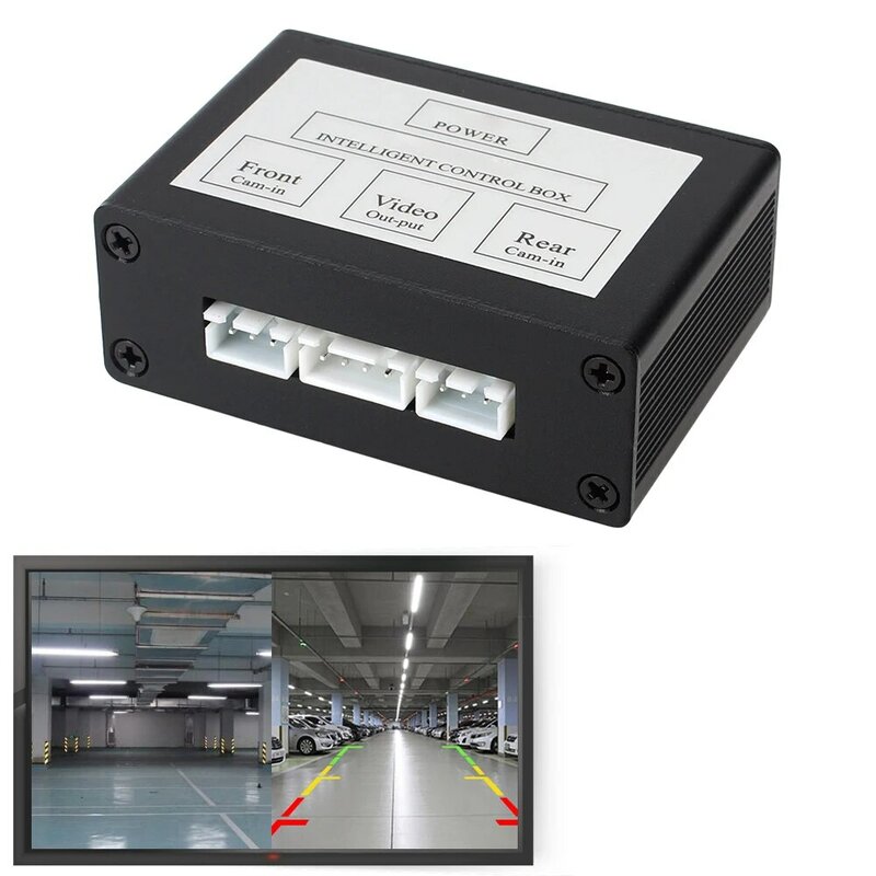 Konverter saluran Video kamera parkir mobil, kotak kontrol dua arah depan dan belakang dengan sakelar Manual