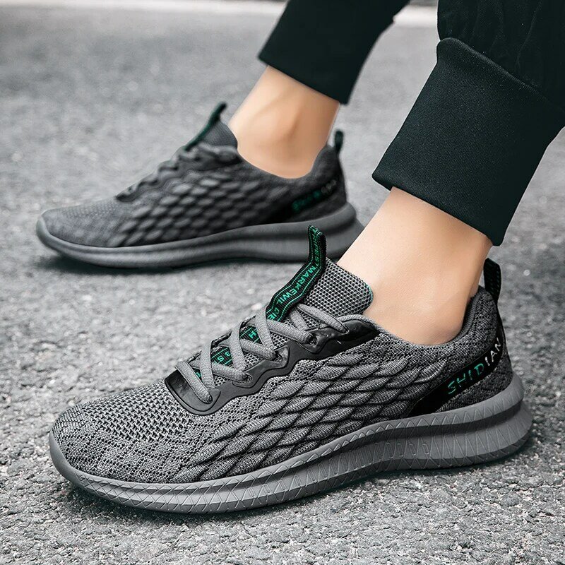 Men Sneakers Low Top Casual Shoes Summer Breathable Running Shoes Lace Up Mesh Sock Shoes Outdoor Travel Shoes Plus Size 39-46