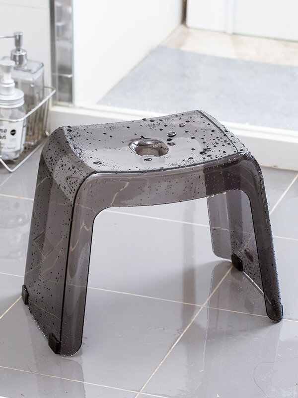 Bathroom Stool Home Furniture Transparent PCTG Plastic Shoe Stool Designer Antiskid Elderly Shower Bath Chair Seat For Adults