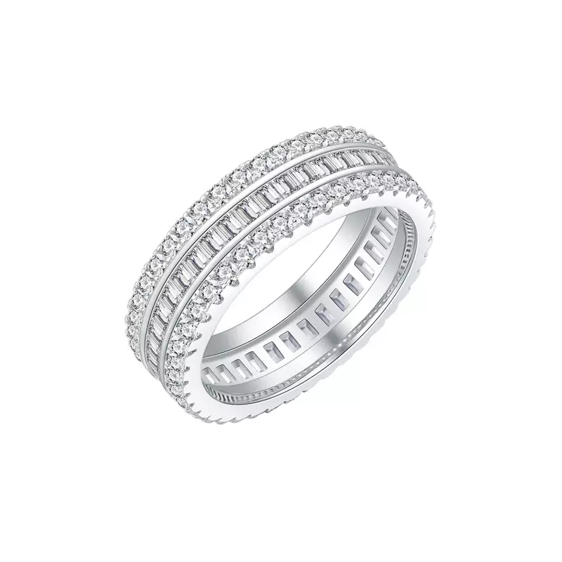 925 Silver Three Rows Diamond Ring Instagram Style Index Finger Ring for Women in Europe and America Luxury Small and Versatile