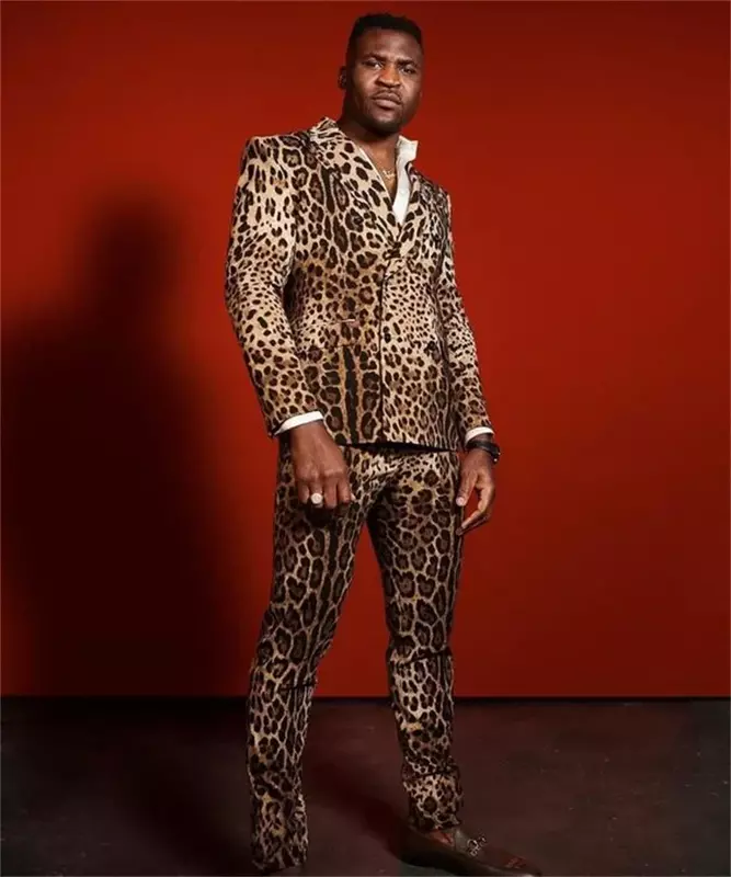 Traje de terciopelo de leopardo para hombre, conjunto de 2 piezas, Blazer + Pantalones, esmoquin de boda para novio, abrigo de negocios de oficina, chaqueta hecha a medida