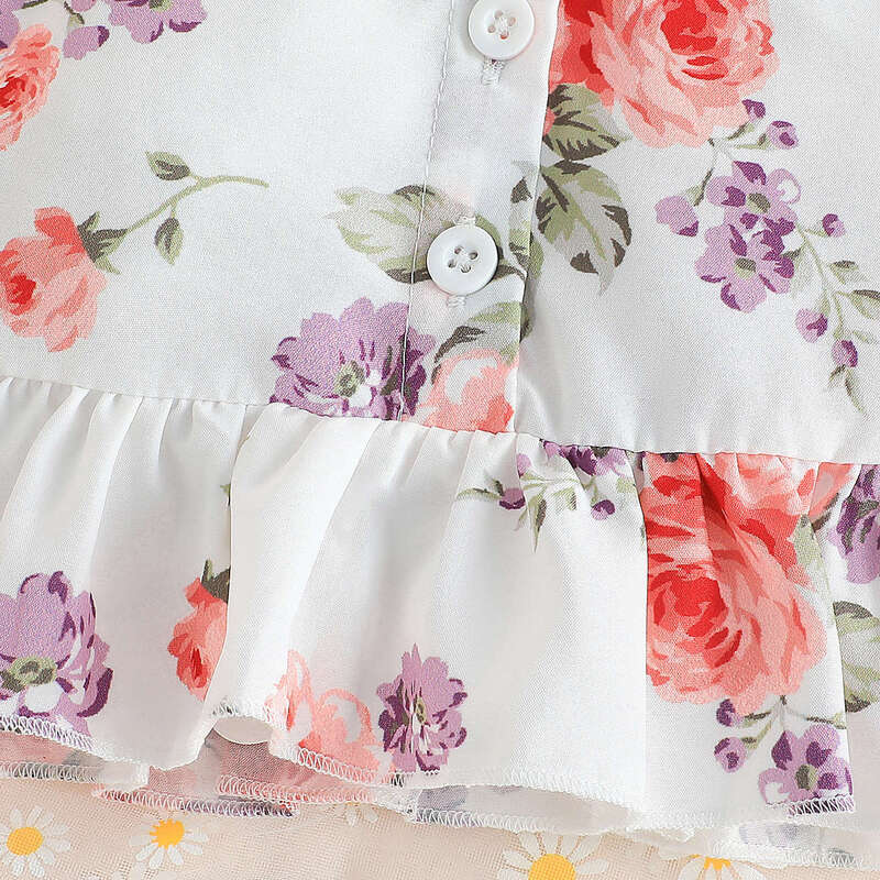 2023 nowe zestawy ubranek dla niemowląt bez rękawów z okrągłym dekoltem i dekoltem w kwiaty białe 2-częściowe zestawy designerskich ubrań dla chłopców 0-2T