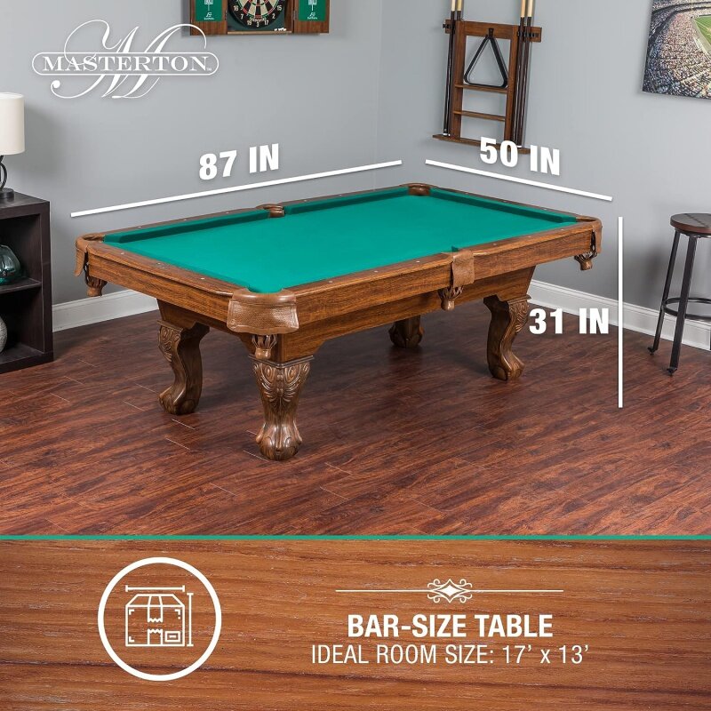 EastPoint Sports Masterton Billiard Bar-Size Pool Table 87 Inch or Cover – Perfect for Family Game Room