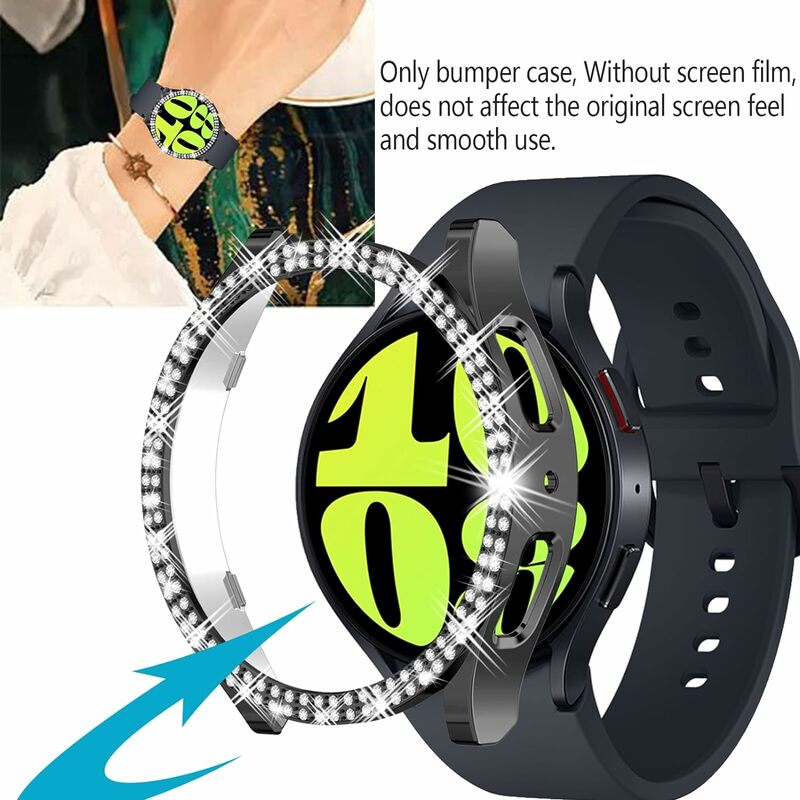 Совместим с чехлом для часов Samsung Galaxy Watch 6, противоударный двухрядный противоударный чехол из поликарбоната