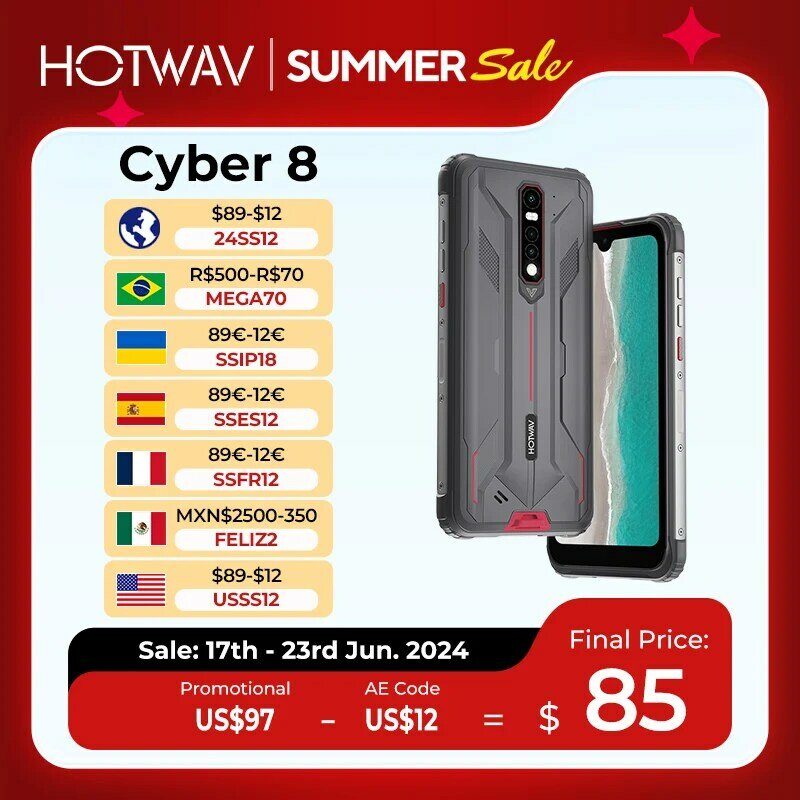 HOTWAV CYBER 8 versione globale telefono cellulare 4GB 64GB impermeabile 8280mAh 16MP fotocamera 6.3 pollici NFC Android 11 Smartphone robusto