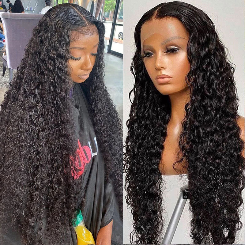 Perruque Lace Front Wig Deep Wave Naturelle Bouclée, Cheveux Humains, HD, 13x6, 32 30 Pouces, 360 At, pour Femme Africaine