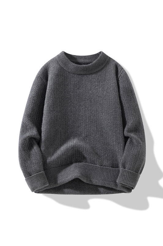 2023 Winter neue Männer einfarbig Pullover trend ige Mode lässige Strickwaren Slim Fit vielseitige untere Hemd Rundhals ausschnitt verdickt Top