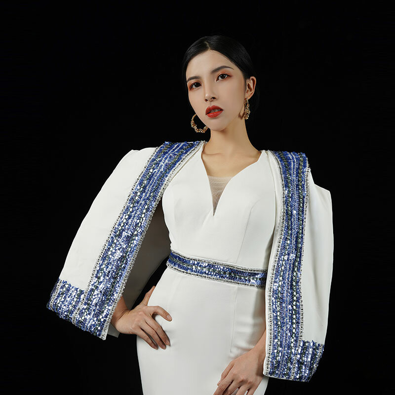 Baisha-vestido de noche de lujo para celebridades, traje hecho a mano con cuentas, falda ajustada para ocasiones formales, H257