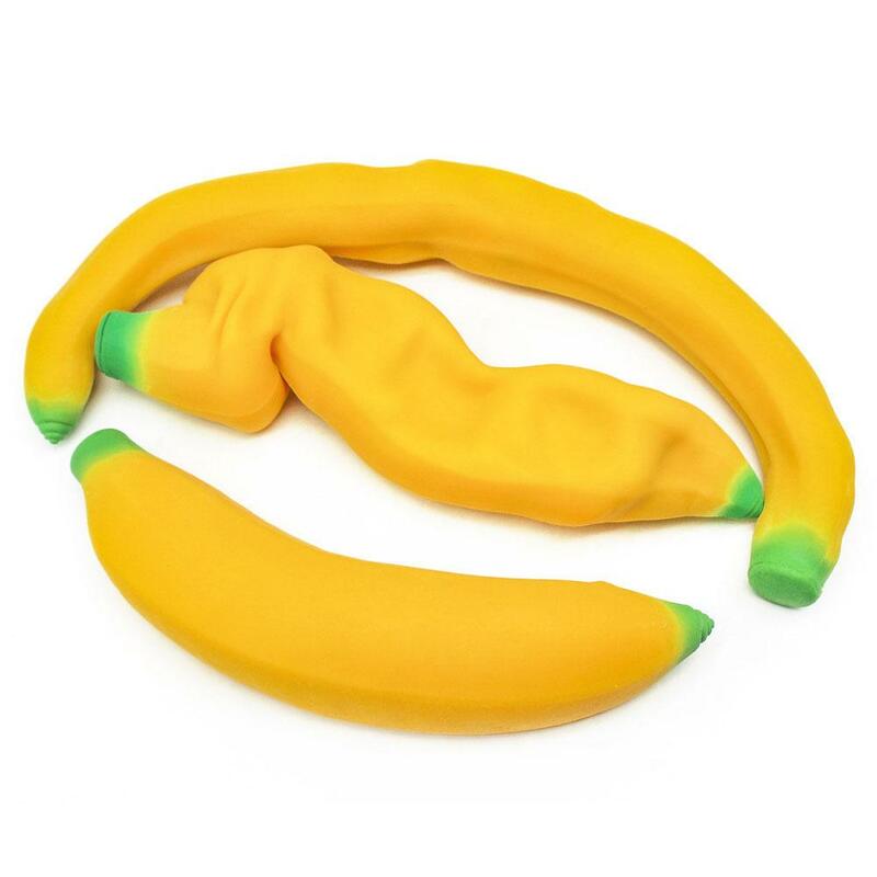 Stretchy Banana Sensory Toy Squeeze Stress Relief Fidget Toys For Kids Antistress Elastic Gluesand Filled Rubber To I9W4