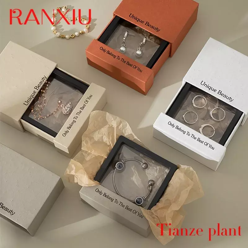 Custom Print Luxury Paper Cardboard Neclace Bracelet Jewelry Packaging Anti-oxidation Suspension Drawer Gift Boxes