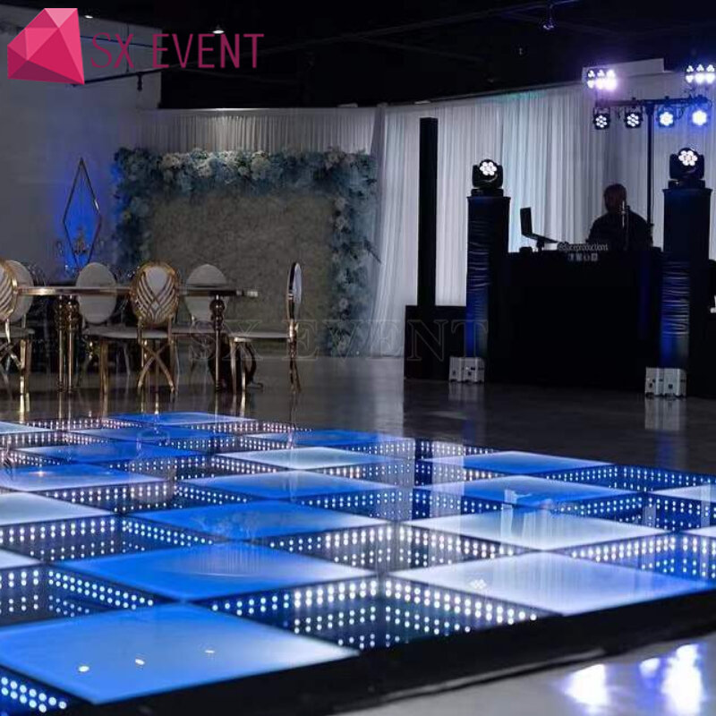 Panel magnético de cristal táctil 3D inalámbrico led para baile, tapete interactivo portátil RGB LED para pista de baile, boda